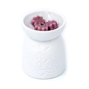 Purificador com queimador grande de essências - branco (flor de lótus)