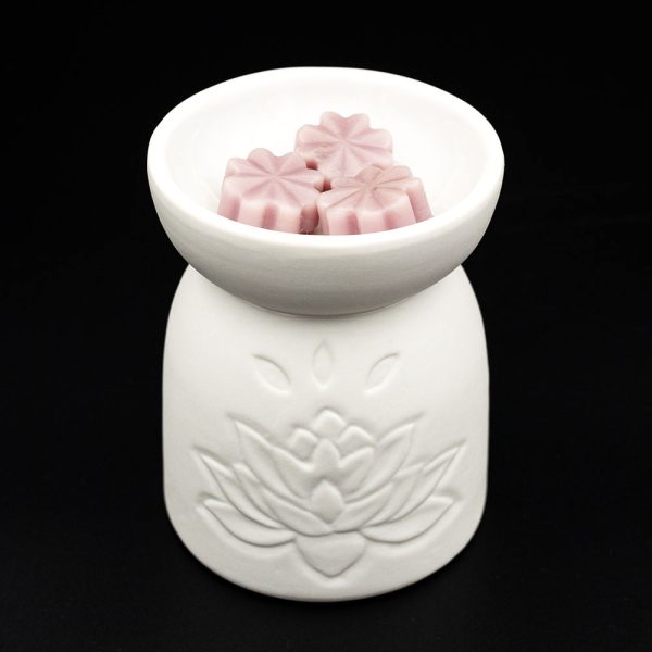 Purificador com queimador grande de essências - branco (flor de lótus)